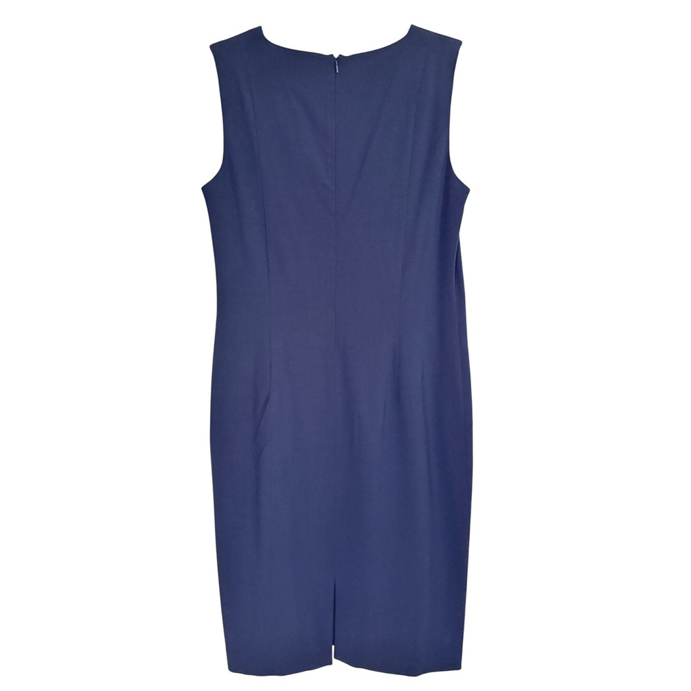 Piazza Sempione Womens Navy Sleeveless Wool Sheath Dress Italian Made S Timeless